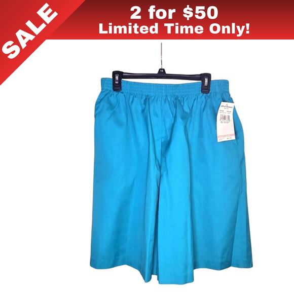 [Sale: 2 for $50!] Alfred Dunner Jade Green Wide Leg Shorts | 18W | NWT 0213 - Picture 1 of 8